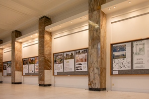 Výstava architektonických návrhů pro nový domov pro seniory, včetně vítězného řešení